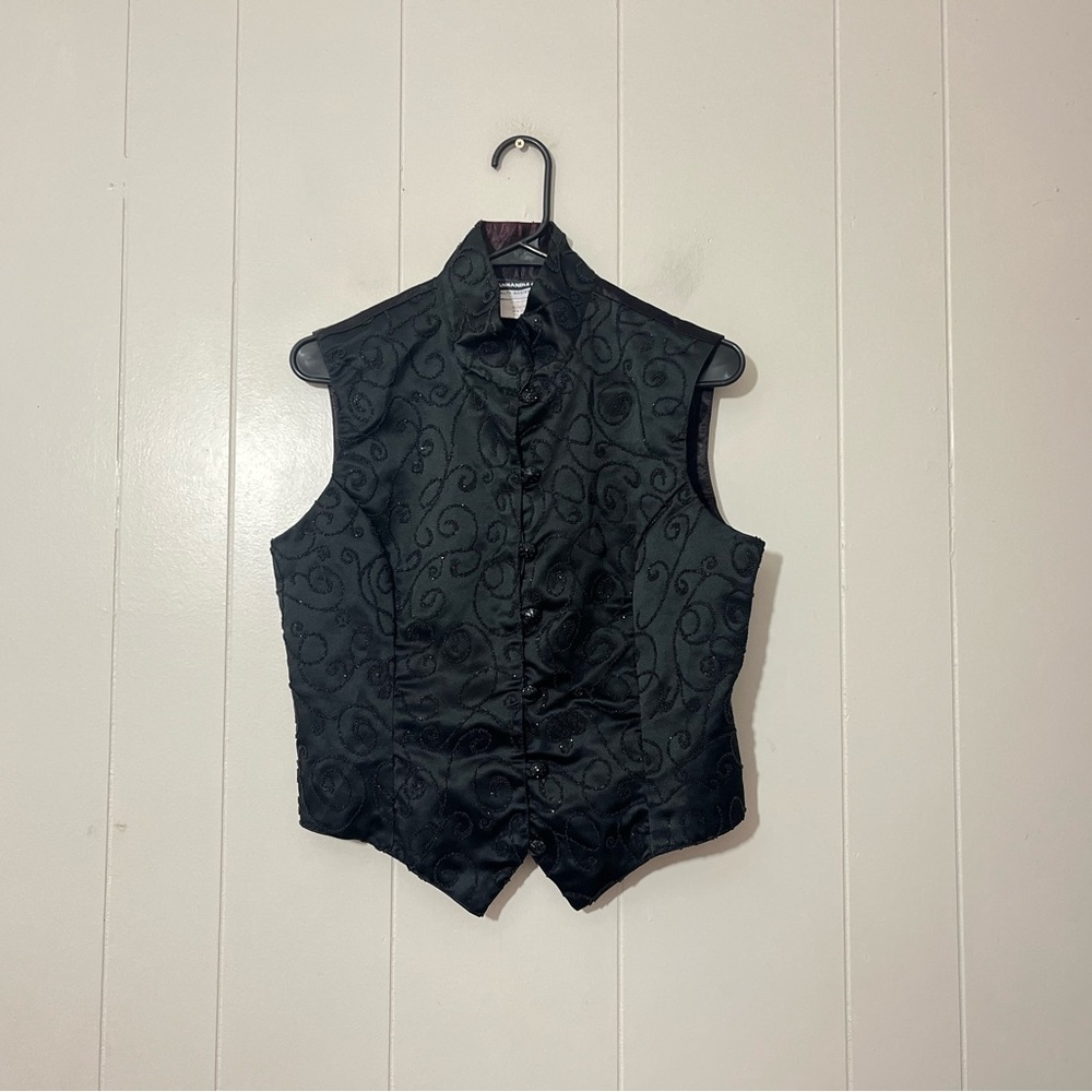 Panhandle Slim Vest Men Black Button Western Adjustable Size M